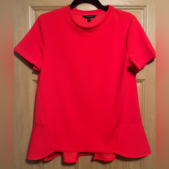 Banana Republic Red Short Sleeve Peplum Top - Picture 1 of 10